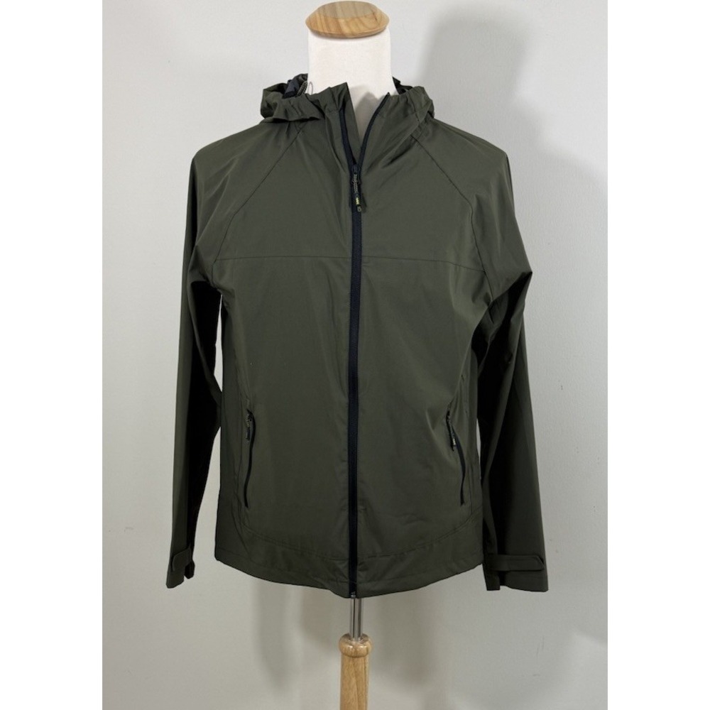 Hawke & Co Mens M Olive Green Rain Jacket Hooded Outdoor Windbreaker